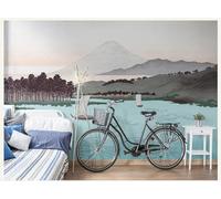Fresh Elegant High Mountains Rivers Sails Woods 3D Wallpaper Silky Texture Home Study Office Grey Dining Room Sofa Bedroom Living Room TV Backdrop-250cm×170cm