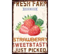Fresh Farm Since Strawberry Sweet & Tasty Just Picked Iron Poster Painting Tin Sign Vintage Wall Decor For Cafe Bar Pub Home Beer Decoration Crafts 16x12 Inch Gift For Mom Dad Grandpa And Grandma