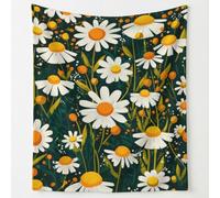 Fresh Floral Print Blanket Throws Bright Daisy Flowers Leaves Throw Blankets Soft Cozy Fleece Plush Flannel Bedding Blanket for Kids Adults Couch Travel 130 x 150 cm Green