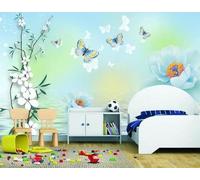 Fresh Flowers Butterfly Reflection 3D Wallpaper Luxury Home Dining Decor Paste Sofa Living Room The Wall for Bedroom Mural-250cm×170cm