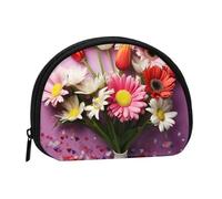 Fresh Flowers Coin Purse Personalized Coin Bag for Women Men Change Purse Small Wallets with Zipper Mini Shell Coin Pouch Outdoor Shopping Change Storage Bag Handbags Gifts
