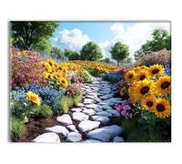 Fresh Flowers Small Path Diamond Art Kits Adults, Diamond Painting Cross Stitch Kits for Adults Crystal Art Embroidery Kit DIY Crystals Arts and Crafts Kit, Home Decoration Prints 100x135cm P-q-8352