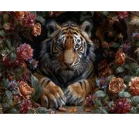 Fresh Flowers Tiger Puzzle - 3000 Piece Jigsaw Puzzles for Adults - The Back Features Printed Letter Guides - and The Pieces fit Together Snugly - Wooden Puzzles for Adults 48.0 X 31.9 Inch s7h-870