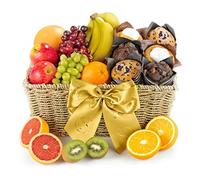 Fresh Fruit and Muffin Hamper - Gourmet Muffin Gift Basket with Grapes, Apples, Oranges and Tulip Cakes - Healthy Snack Gift Set for Birthdays and Celebrations, from Regency Hampers