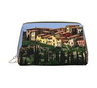 Fresh Fruit and Vegetable Print Leather Makeup Bag Small Travel Cosmetic Bag for Women Cosmetic Organizer Bag, Italy-Tuscany, Taglia Unica