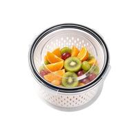 Fresh Fruit Containers For Refrigerator - Japanese Style Double Layer Refrigerator Food Storage Box, Round With Removable Strainer, Dishwasher Safe | Récip