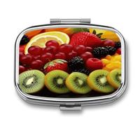 Fresh Fruit Pill Box Medicine Pill Organizer Small Pill Case Travel Pill Container Portable Pill Case for Pocket 2 Compartment Pill Holder Pill Boxes for Travel