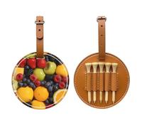 Fresh Fruit Plate with Water Drops Brown Printed Golf tee Storage Bag - for Men only, Durable PU Material, Easy to Carry, Enhance The Golf Experience
