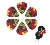 Fresh fruit Print Guitar Picks 6 Pack Guitar Plectrums with Pick Holders Bass Picks For Acoustic Guitar Bass Electric Ukulele Includes 0.46mm, 0.71mm, 0.96mm