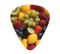 Fresh fruit printed guitar picks, 12-piece set with thin, medium, and thick styles, comes with a storage case
