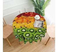 Fresh Fruit Round Tablecloth 60 Inch,Stain and Wrinkle Resistant Table Cloth - for Dining Table,Parties and Camping