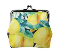 Fresh Fruit Yellow Lemon Limes, PU Leather Coin Purse, Small Wallets, Change Pouch with Kiss Lock Clasp Buckle, Change Purse