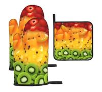 Fresh Fruitoven Glove And Pot Holder 3 Piece Set, &Heat Resistant And Insulated Kitchen Oven Gloves For Cooking.