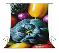 Fresh Fruits And Vegetables Backdrop Background for Photography High Density Polyester Fabric Background Banner Seamless Photo Booth Prop Backdrop 56"x118" for Birthday Party Decor Photoshoot Banner P