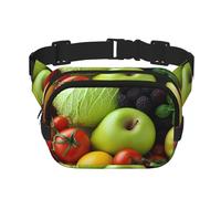 Fresh Fruits and Vegetables Fanny Pack Adjustable Crossbody Bag Large Waist Bag Travel Belt Bag Unisex Bum Bag, Black, One Size