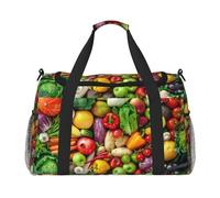 Fresh Fruits and Vegetables Hand Travel Bag - Large Reusable Shopping Tote Bag, Perfect for Outdoor Activities, Sports, Camping & Groceries, Black, One Size