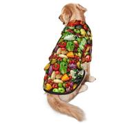 Fresh Fruits And Vegetables Print Dog Hoodie For Medium To Large Dogs, Warm, Soft, Breathable Sweatshirt, Easy To Wear Jumper For Winter And Fall, Pet Coat Pullover