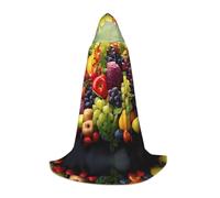 (Fresh Fruits and Vegetables) Print Hooded Cape For Teenagers Costume Party, Halloween Hooded Cape Soft and Elastic,M