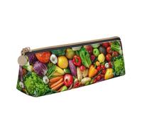 Fresh Fruits and Vegetables Print PVC Coin Purse Money Bag Makeup Case Pencil Pouch Zipper stationery case Women Men, White, One Size, Simple