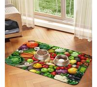 Fresh Fruits And Vegetables Printed Pet Bowl Mats, Non-Slip And Tasteless Dog And Cat Feeding Mats