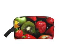 Fresh Fruits and Vegetables Prints Makeup Bags for Women Girls Large Capacity Zipper Cosmetic Bag Travel Toiletry Bag Organizer with Handle