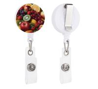 Fresh Fruits and Vegetables Retractable Badge Reel - Personalized ID Name Badge Holder with Lanyard Cute Badges Reel Holder Round Nurse Doctor Name Tag Badges Clip for Work