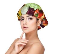 Fresh Fruits And Vegetables Satin Bonnet Silk Bonnet, Hair Bonnet For Sleeping, Soft Double Layer Silk Sleeping Cap Hair Wrap For Women Natural Hair Curly Hair Braided Hair Long Hair