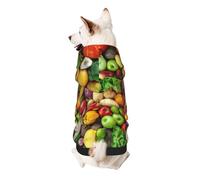 Fresh Fruits and Vegetables Small Dog Hoodie Cute Printed Pet Sweater with Hood for Small Breed Dogs, Lightweight Comfortable