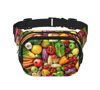 Fresh Fruits and Vegetables Zipper Fanny Pack, Crossbody Bags with Adjustable Strap for Jogging, Cycling