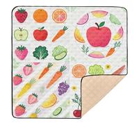 Fresh Fruits and Veggies Pattern Soft Thick Baby Activity Play Mat for Floor Waterproof Infant Play Mat for Baby Toddler Infant, 50'' x 50''
