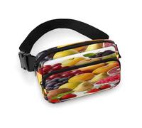 Fresh Fruits Fanny Pack Belt Bag with Adjustable Strap Fashion Waist Bag for Outdoor Sports Hiking, white, 20x13cm, Full Printed Waist Bag