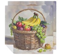 Fresh Fruits in The Basket Cloth Napkins for Hotel, Reusable Square Napkins Cloth 2 PCS Washable, Soft Absorbent Napkin for Family Dinners, Weddings, Thanksgiving, New Year Party