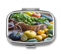 Fresh Fruits Pill Case Travel Portable Pocket Pill Box 2 Compartment Medicine Case Large Capacity Daily Pill Cases Vitamin Organizer Medicine Organizer Small Pill Box