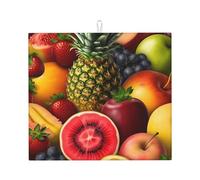 Fresh Fruits Pineapple Dish Drying Mat for Kitchen Counter, Absorbent Microfiber Drainer Mats, Non-slip Kitchen Draining Mat for Coffee Machine Dish Rack Pad 18"x16" Dish Drainer Pad