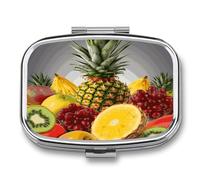 Fresh Fruits Pineapple Pill Box Medicine Pill Organizer Small Pill Case Travel Pill Container Portable Pill Case for Pocket 2 Compartment Pill Holder Pill Boxes for Travel