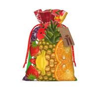 Fresh Fruits Pineapple Print Drawstring Pouches For Gifts,Reusable Fabric Gift Bags,For Holiday And Party Presents