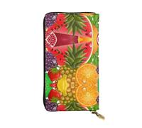 Fresh Fruits Pineapple Print Leather Long Clutch Wallet – Fashionable Personalized Wallet, Multiple Card Slots, Gift Ready, Black, One Size