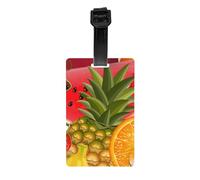 Fresh Fruits Pineapple Print PVC Luggage Tag Versatile ID Holder for Strollers and Bags Practical Travel Accessory Multi-Use