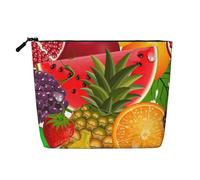 Fresh Fruits Pineapple Print Single Layer Fake Hemp Makeup Bag Zipper Bag Accessories for Women Black One Size Black One Size Black One Size, Black/White, One Size