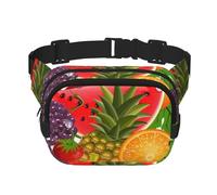 Fresh Fruits Pineapple Print Square Double Layer functionality Waist Bag Unisex Crossbody Pack Travel Workout, Black, One Size