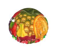 Fresh Fruits Pineapple Shower Cap For Women, Elastic And Reusable,Double Waterproof Layers Bathing Hat