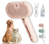 Fresh Fur Shower Brush, Freshfur Shower Brush Bathing Solution, 3 in 1 Pet Spray Hair Removal Comb for Shedding & Grooming for Dogs and Long Short Haired Cats, Release Button (Pink)