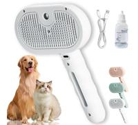 Fresh Fur Shower Brush, Freshfur Shower Brush Bathing Solution, 3 in 1 Pet Spray Hair Removal Comb for Shedding & Grooming for Dogs and Long Short Haired Cats, Release Button (White)
