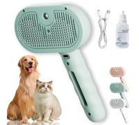 Fresh Fur Shower Brush, Freshfur Shower Brush Bathing Solution, 3 in 1 Pet Spray Hair Removal Comb for Shedding & Grooming for Dogs and Long Short Haired Cats, Release Button (Green)
