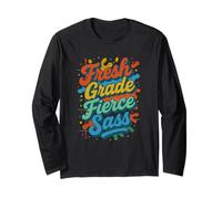 Fresh Grade Fierce Sass Cool Back to School Typography Long Sleeve T-Shirt