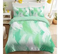 Fresh Graffiti Super King Duvet Cover Set, Cool Refreshing Brushstroke Bedding Set, Soft Zipper Quilt Cover 260 x 220 cm and Pillowcase 50 x 75 cm for Adults Kids Bedroom, Mint Green
