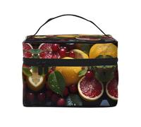 Fresh Grapefruit Lemon Women's Large Capacity Makeup Bag, Portable Travel Makeup Bag, (9x6.5x6.2 inches) Girls Large Makeup Bag Storage Bag