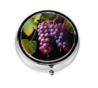 Fresh Grapes Take-Along Pill Box, Portable Round Pill Box, fits in Your Purse Pocket Lightweight 3 Compartment Pill Box,