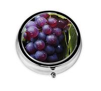 Fresh Grapes This Small, Printed, Round Pill Box is a Portable Pill and Vitamin Organizer Perfect for Pockets, Purses, and Travel.