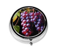 Fresh Grapes This Small, Round, Three-Compartment Travel Pill Box is Perfect for Storing Daily medications, Vitamins, and on-The-go.